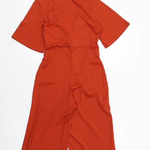 PRETTYLITTLETHING Womens Orange Polyester Jumpsuit One-Piece Size 12 Pullover