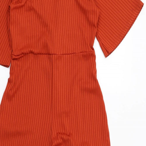 PRETTYLITTLETHING Womens Orange Polyester Jumpsuit One-Piece Size 12 Pullover