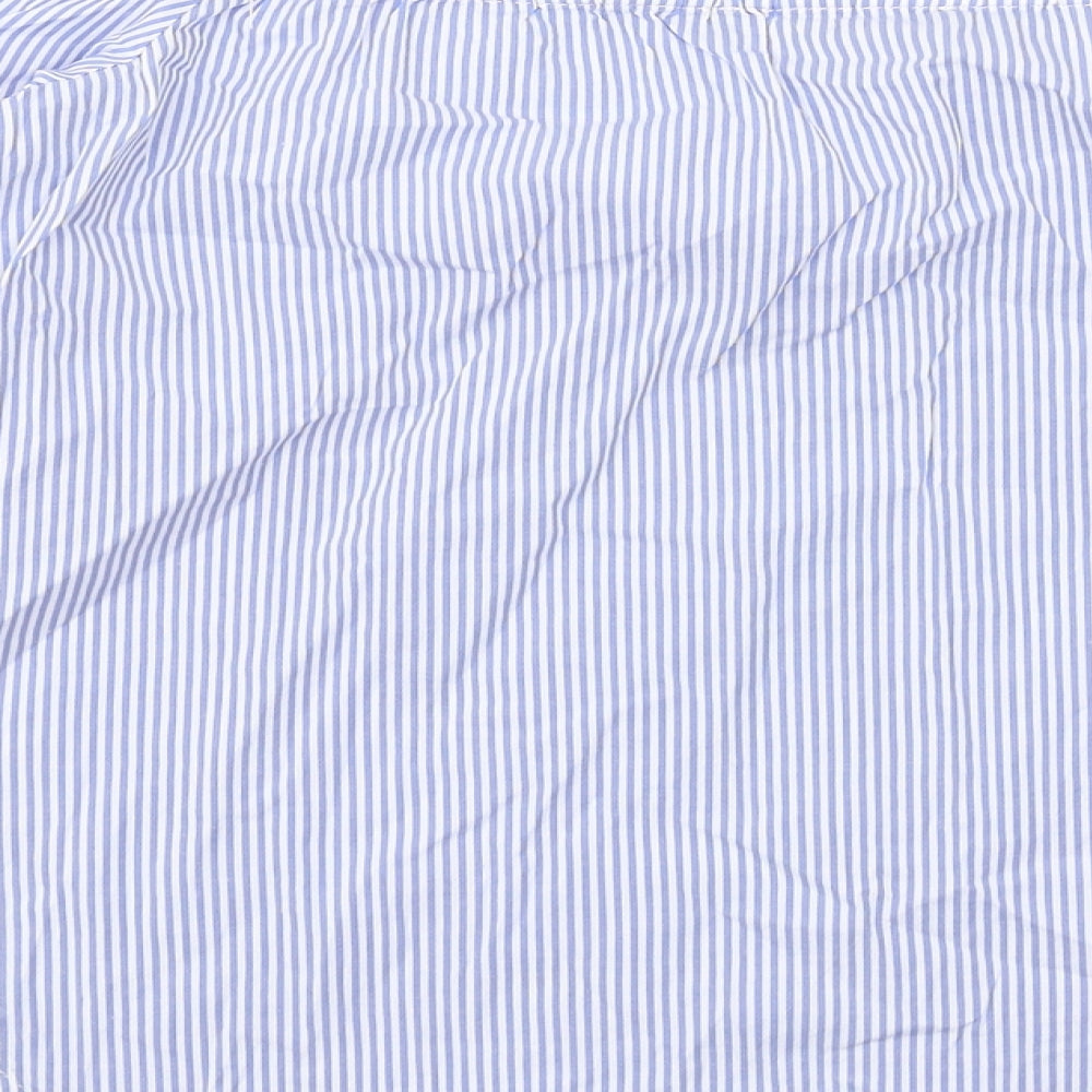 Oasis Womens Blue Striped Cotton Basic Blouse Size 10 Off the Shoulder