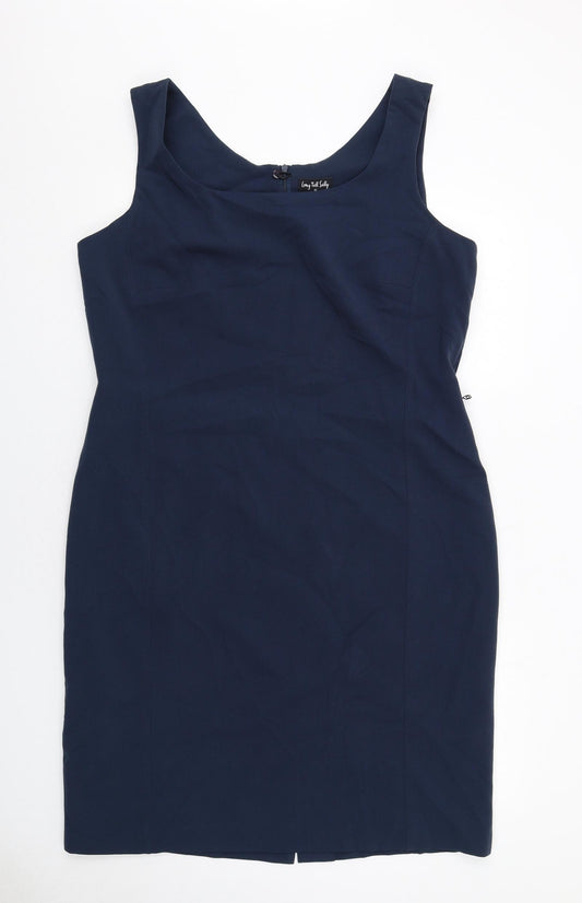 Long Tall Sally Womens Blue Polyester Tank Dress Size 20 Scoop Neck Zip