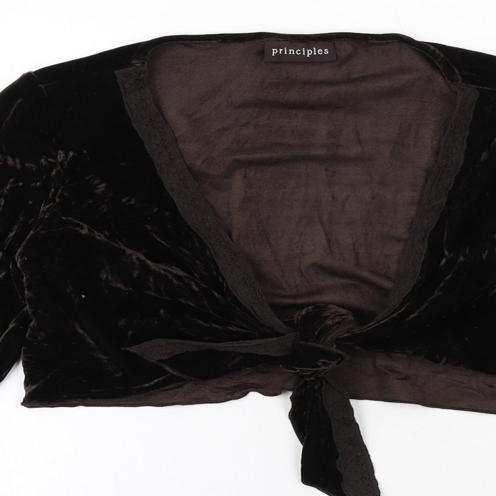 Principles Womens Brown Polyester Wrap Blouse Size 14 V-Neck