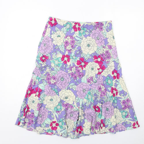 Marks and Spencer Womens Multicoloured Floral Viscose Swing Skirt Size 14