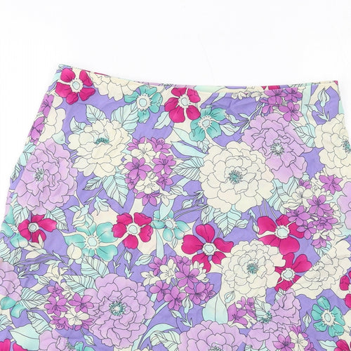 Marks and Spencer Womens Multicoloured Floral Viscose Swing Skirt Size 14