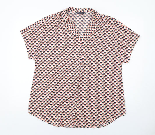Marks and Spencer Womens Multicoloured Geometric Polyester Basic Button-Up Size 12 Collared