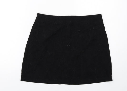 Reclaimed Vintage Womens Black Polyester A-Line Skirt Size 14 Zip
