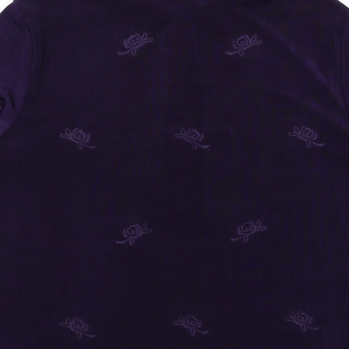 Together Womens Purple Floral Polyester Basic Polo Size 14 Collared