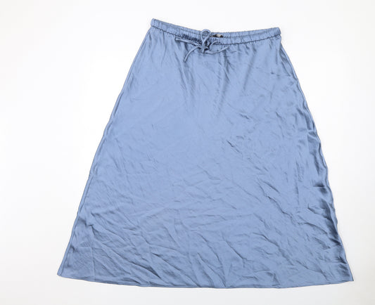 Marks and Spencer Womens Blue Polyester A-Line Skirt Size 16