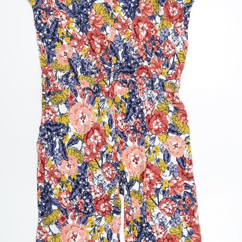 ESMARA Womens Multicoloured Floral Linen Jumpsuit One-Piece Size 16 Button