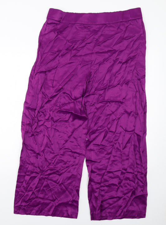 Marks and Spencer Womens Purple Viscose Trousers Size 18 Regular