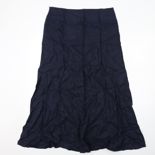 Per Una Womens Blue Linen A-Line Skirt Size 14 Zip