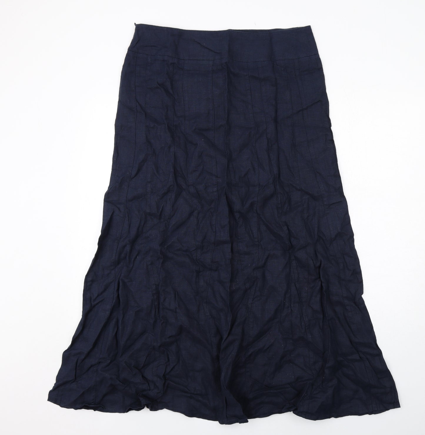 Per Una Womens Blue Linen A-Line Skirt Size 14 Zip