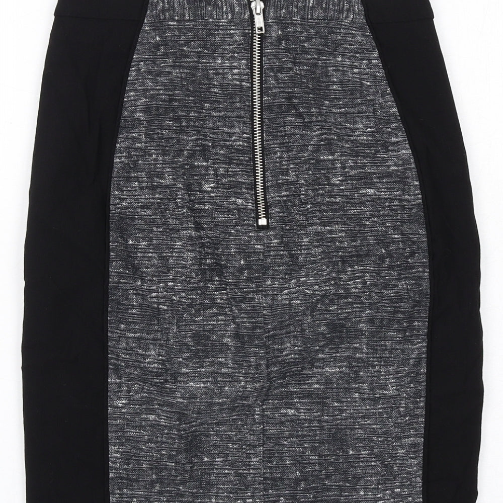 H&M Womens Grey Geometric Viscose Bandage Skirt Size 4 Zip