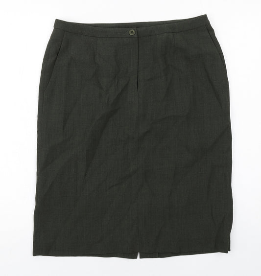 Laura Ashley Womens Green Wool Bandage Skirt Size 14 Zip