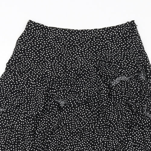 Oasis Womens Black Polka Dot Viscose A-Line Skirt Size 14 Zip