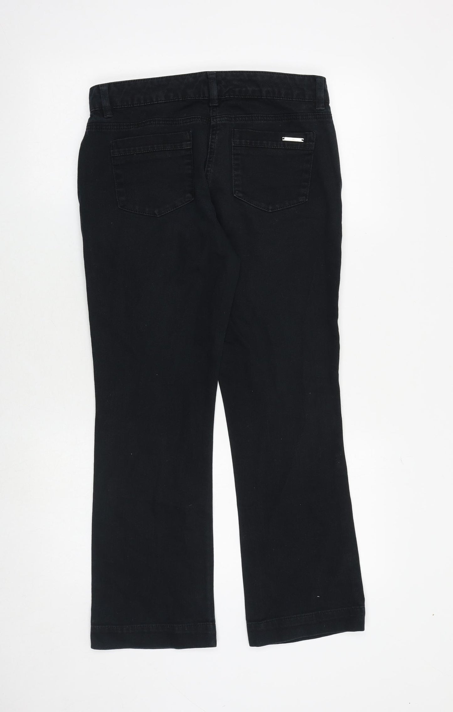 Wallis Womens Black Cotton Bootcut Jeans Size 12 Regular Zip