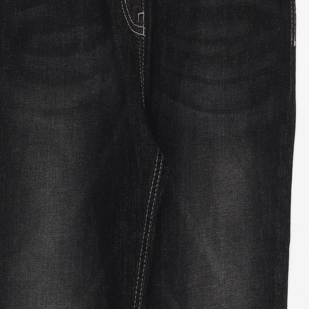 Marks and Spencer Womens Grey Cotton Straight Jeans Size 12 Regular Zip