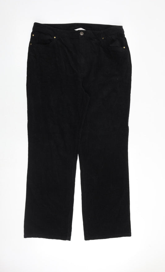 John Lewis Womens Black Cotton Trousers Size 16 Regular Zip