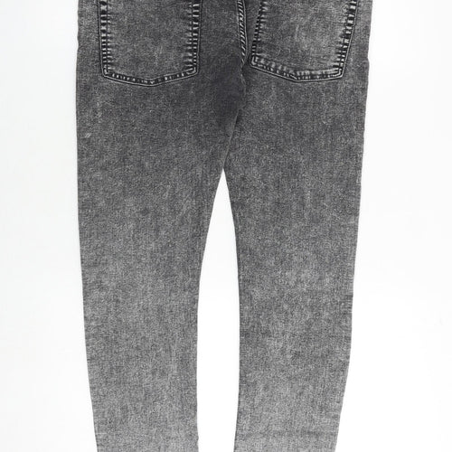Topman Mens Grey Cotton Skinny Jeans Size 34 in Extra-Slim Zip