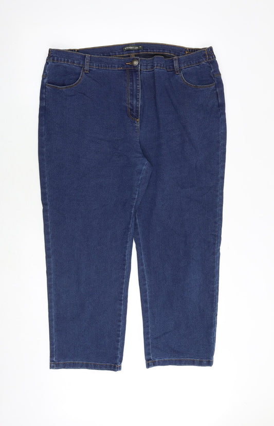 Bonmarché Womens Blue Cotton Straight Jeans Size 20 Regular Zip
