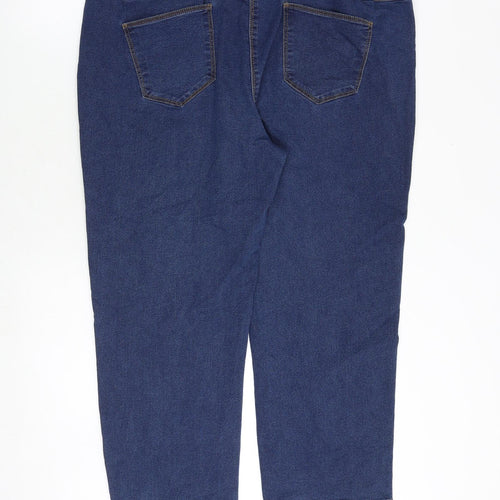 Bonmarché Womens Blue Cotton Straight Jeans Size 20 Regular Zip
