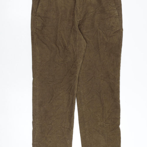Marks and Spencer Mens Brown Cotton Trousers Size 32 in L29 in Regular Zip