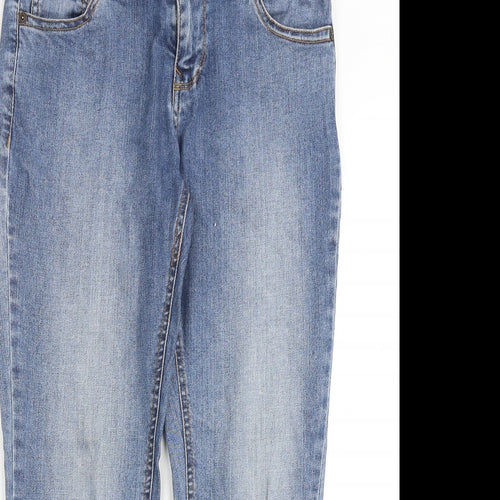 Fat Face Womens Blue Cotton Straight Jeans Size 8 Regular Zip