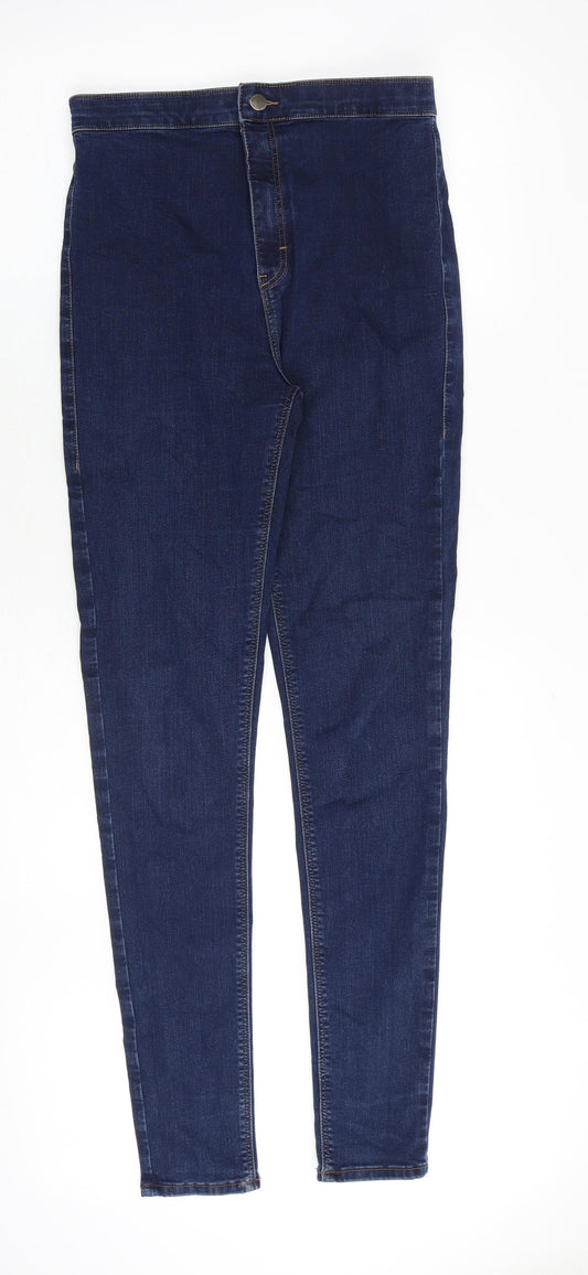 Topshop Womens Blue Cotton Skinny Jeans Size 32 in Slim Zip