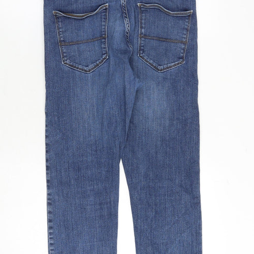 Marks and Spencer Mens Blue Cotton Straight Jeans Size 34 in L29 in Slim Zip