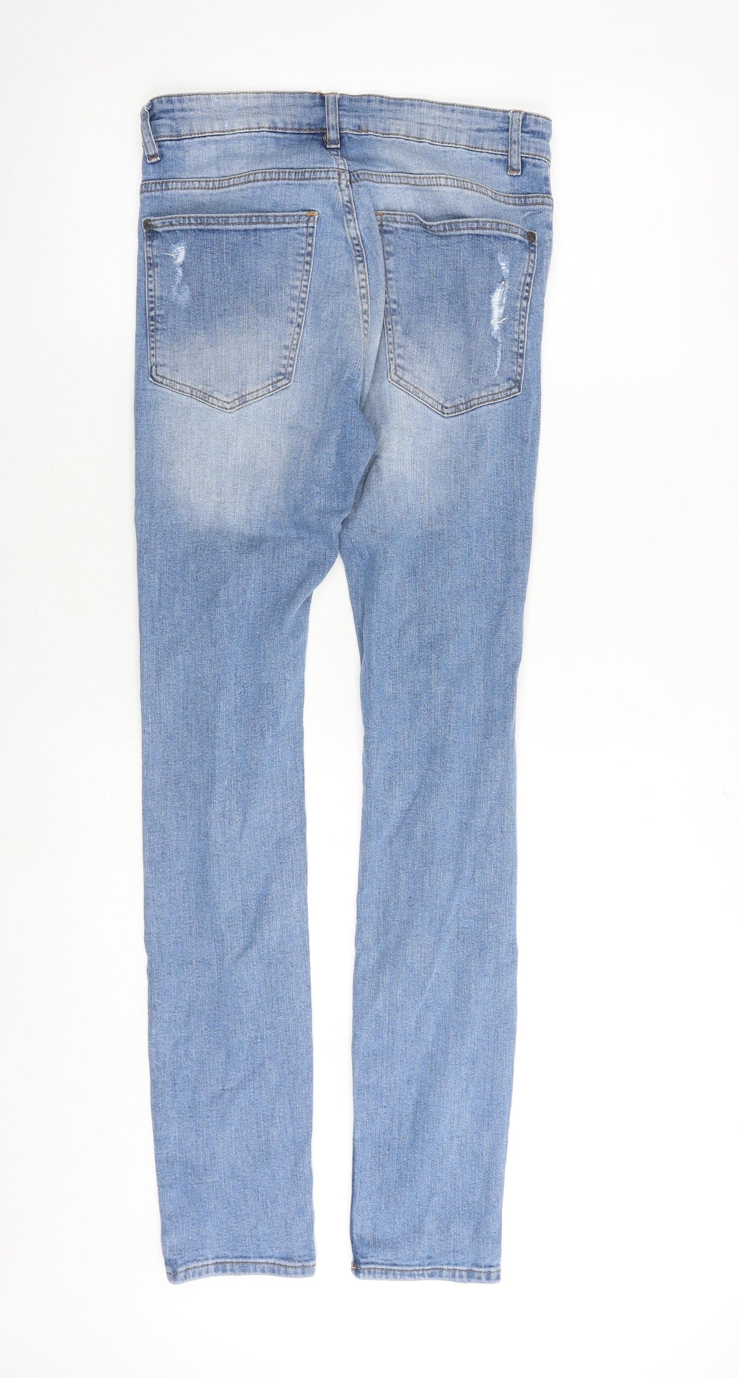 H&M Mens Blue Cotton Skinny Jeans Size 28 in Slim Zip