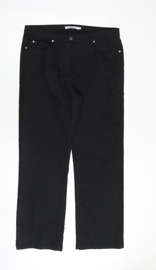 Emreco Womens Black Cotton Straight Jeans Size 16 Regular Zip