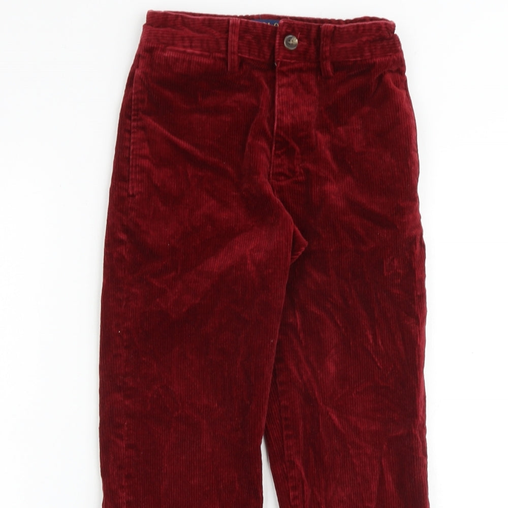 Ralph Lauren Girls Red Cotton Chino Trousers Size 8 Years Regular Zip