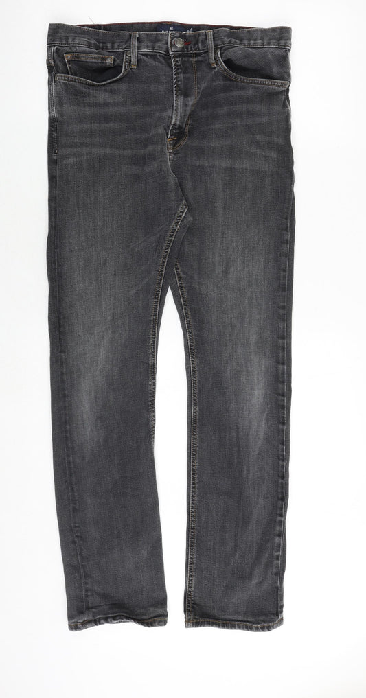Blue Harbour Mens Grey Cotton Straight Jeans Size 34 in L32 in Regular Zip