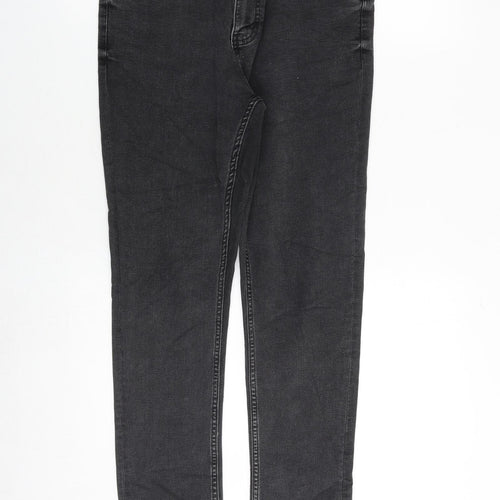 Marks and Spencer Womens Grey Cotton Skinny Jeans Size 12 Regular Zip - Short Leg
