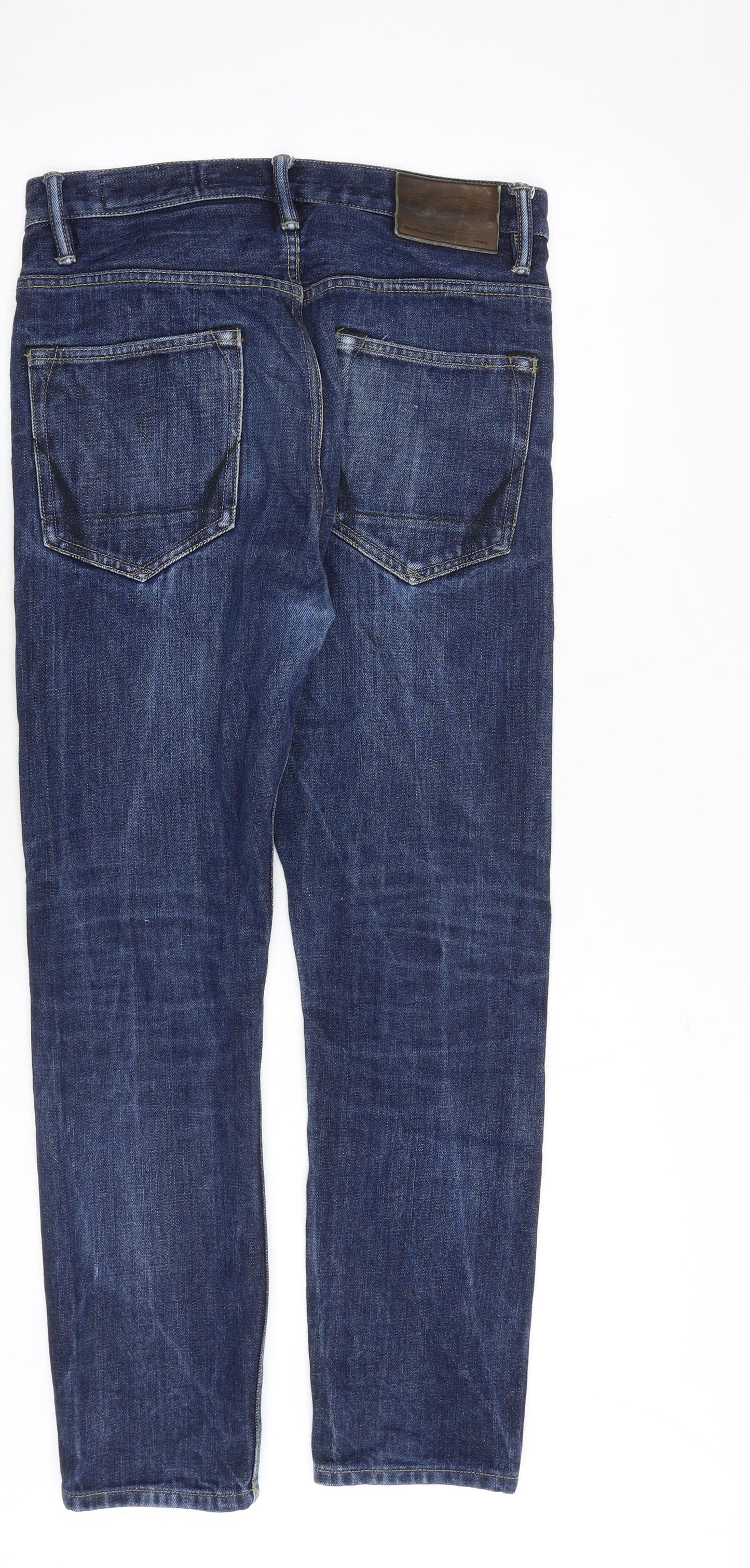 AllSaints Mens Blue Cotton Straight Jeans Size 28 in Regular Zip