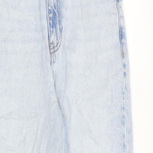 New Look Girls Blue 100% Cotton Wide-Leg Jeans Size 13 Years Regular Zip - Distressed