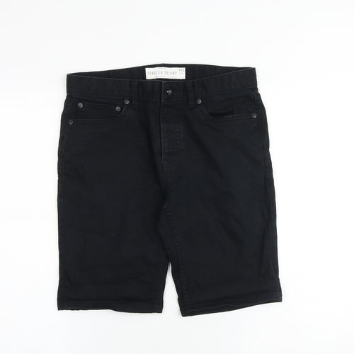 Topman Mens Black Cotton Chino Shorts Size 32 in Regular Zip - Skinny