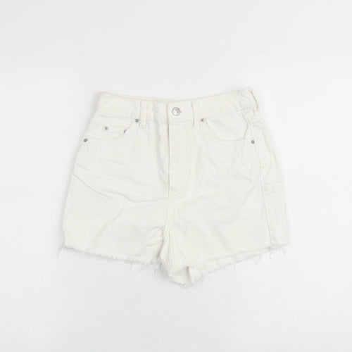 Topshop Womens White 100% Cotton Mom Shorts Size 8 Regular Zip