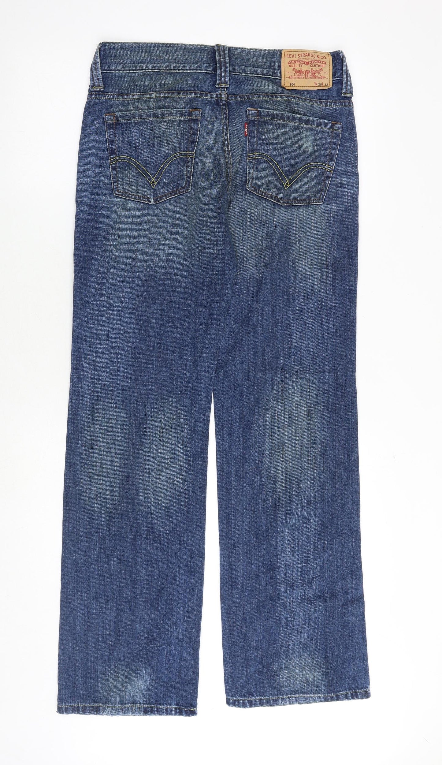 Levis Mens Blue Cotton Bootcut Jeans Size 28 in Regular Zip
