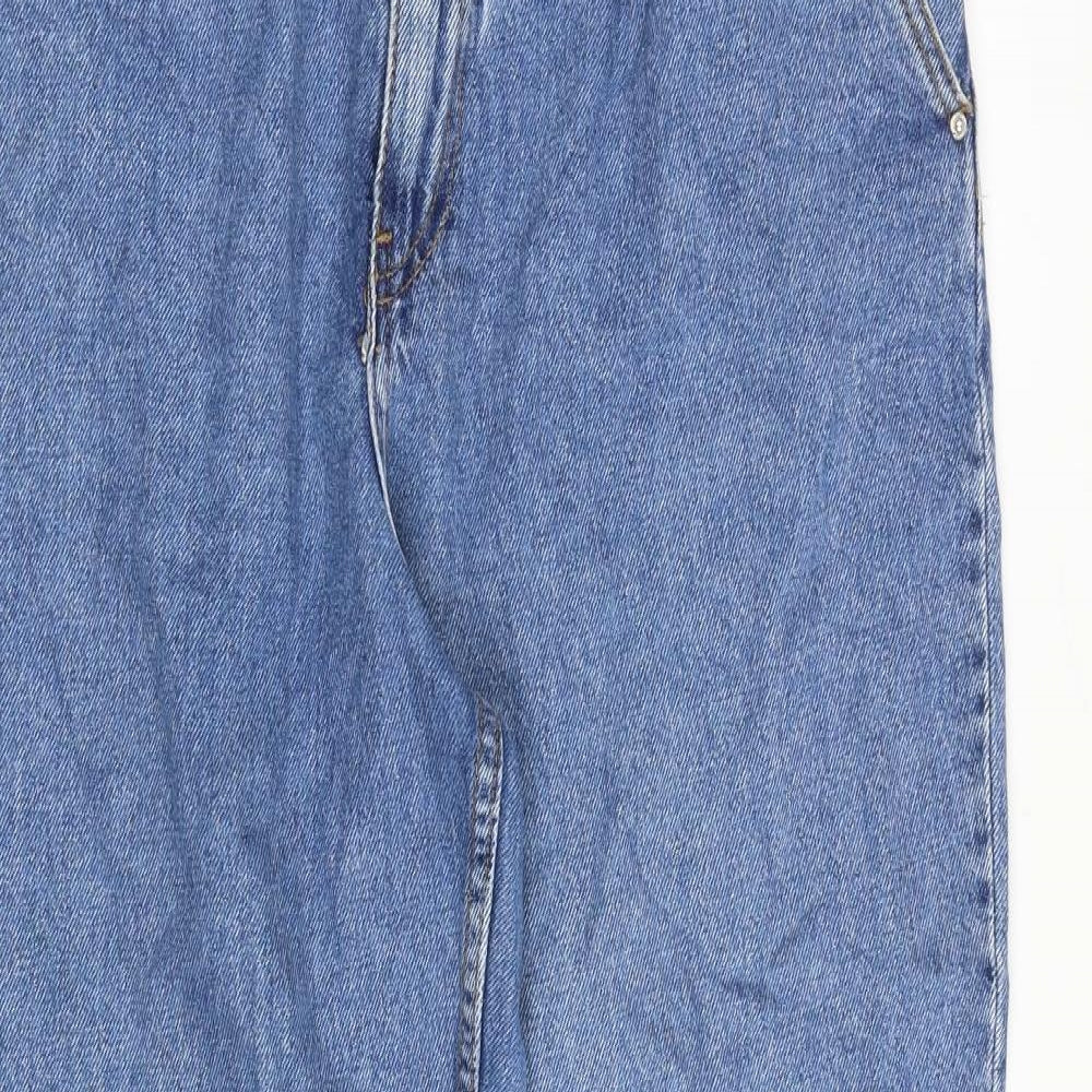 Mango Womens Blue Cotton Mom Jeans Size 14 Regular Zip