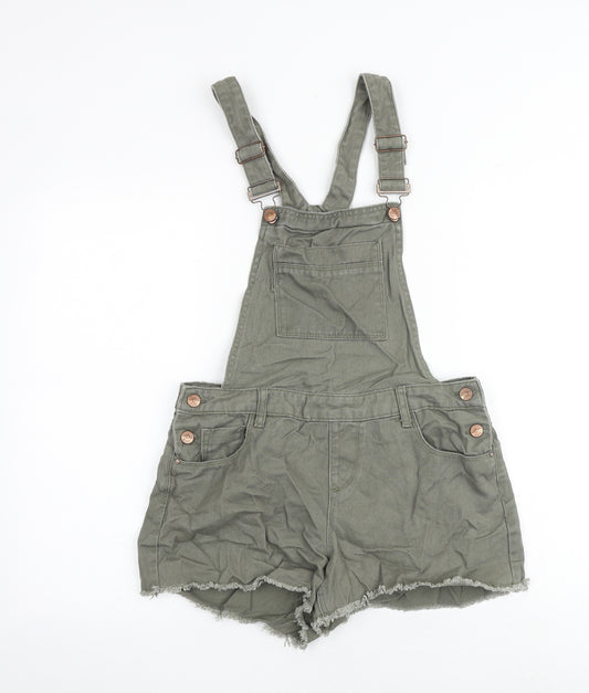 New Look Womens Green 100% Cotton Dungaree One-Piece Size 10 Buckle - Dungaree Short