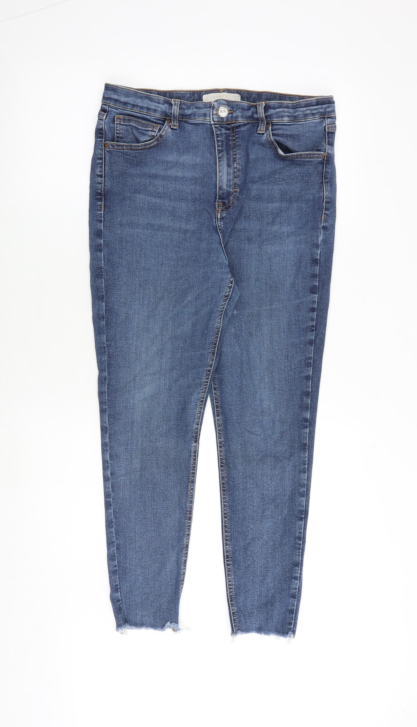 Topshop Womens Blue Cotton Skinny Jeans Size 34 in Regular Zip