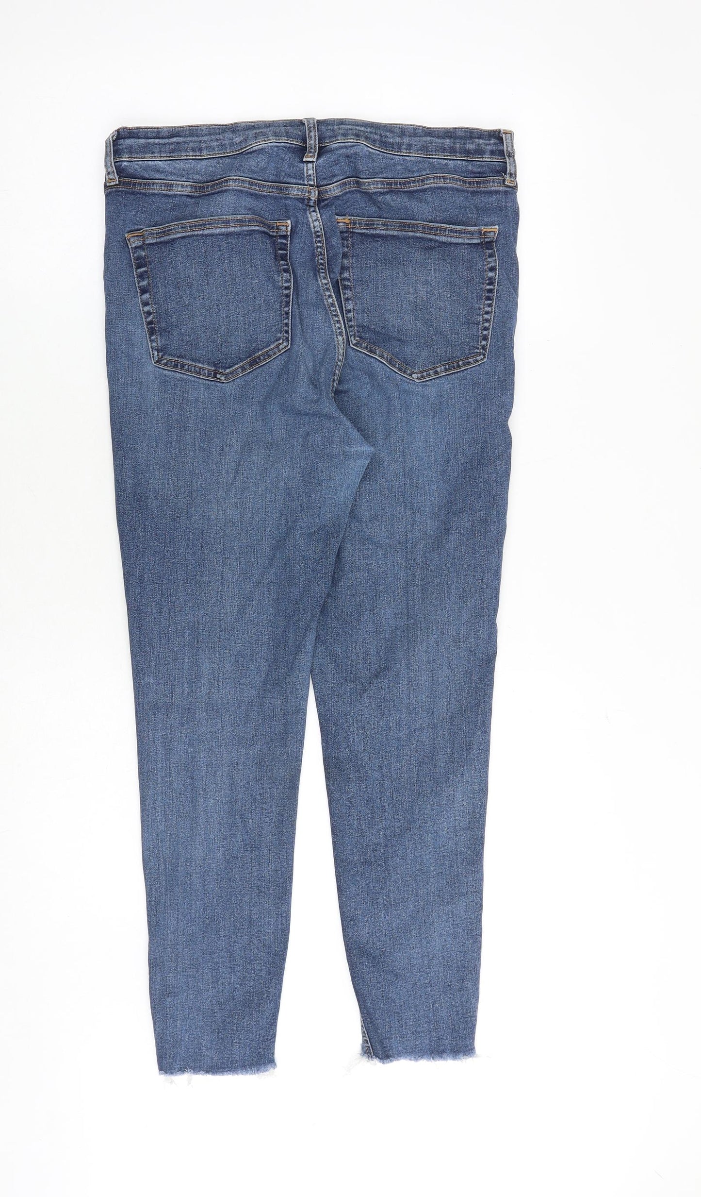 Topshop Womens Blue Cotton Skinny Jeans Size 34 in Regular Zip