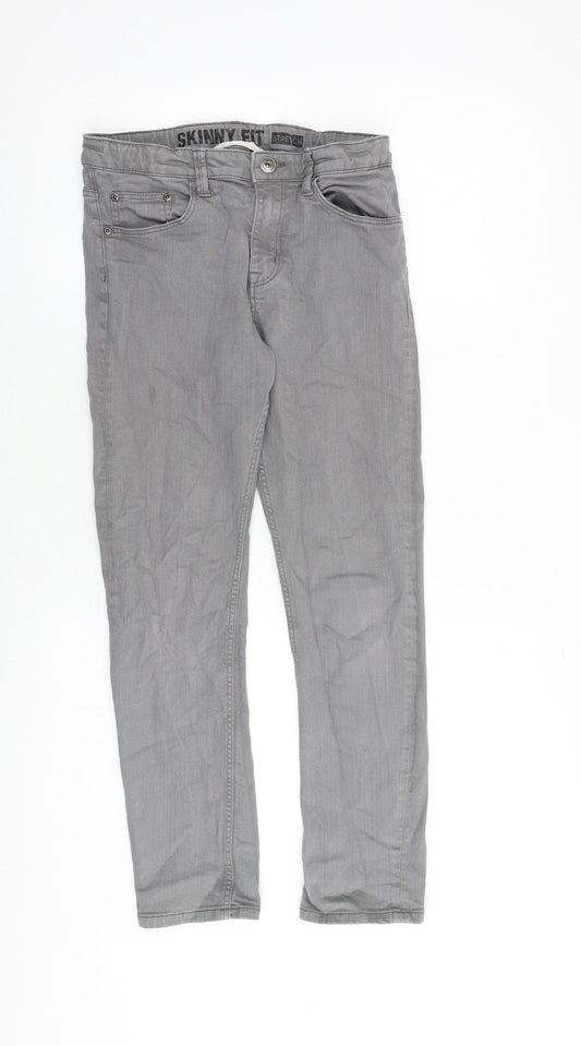 H&M Boys Grey Cotton Skinny Jeans Size 12-13 Years Regular Zip