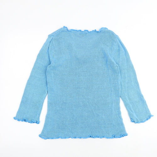Per Una Womens Blue V-Neck Acrylic Pullover Jumper Size 10