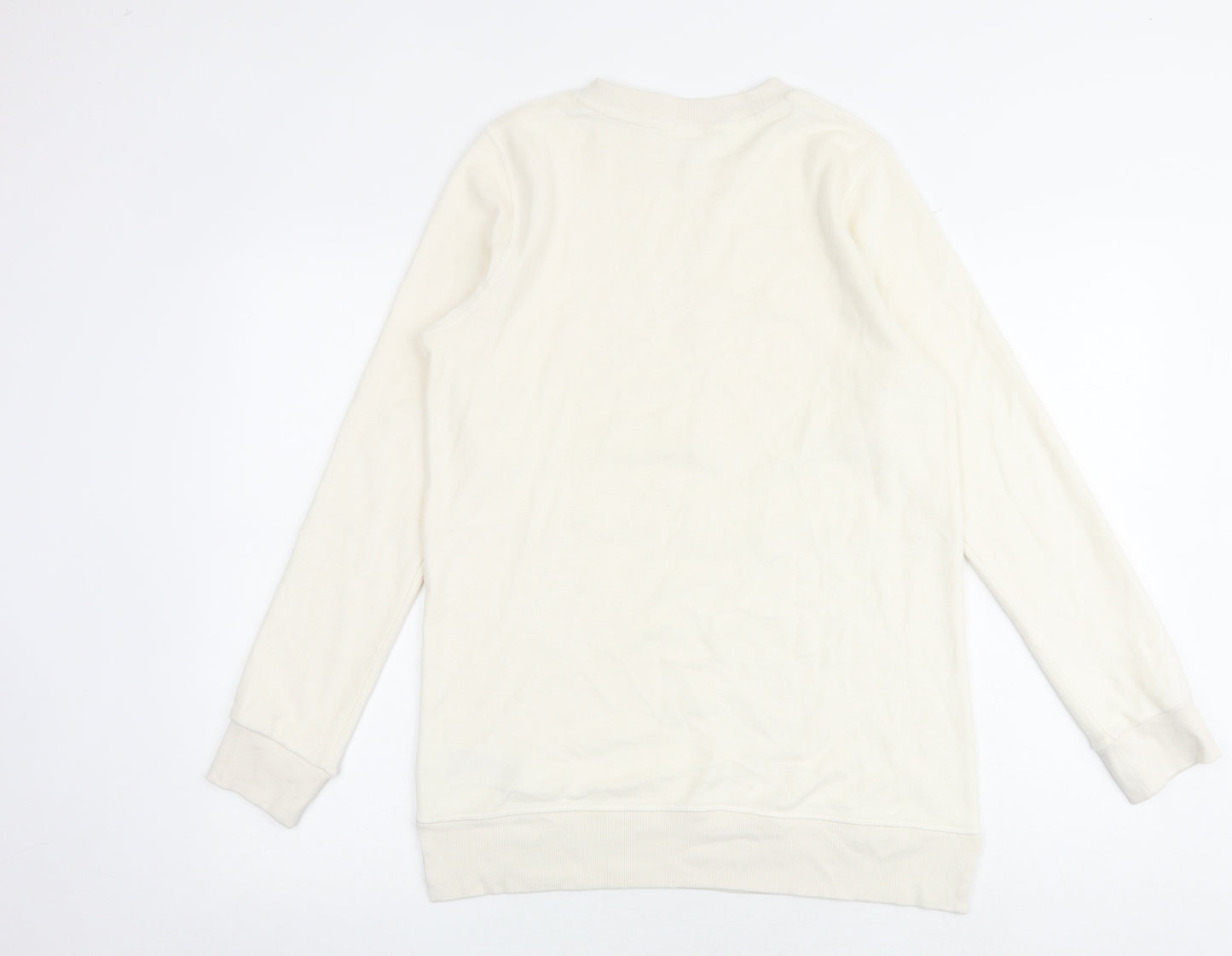GOODMOVE Womens Ivory Cotton Pullover Sweatshirt Size 8 Pullover