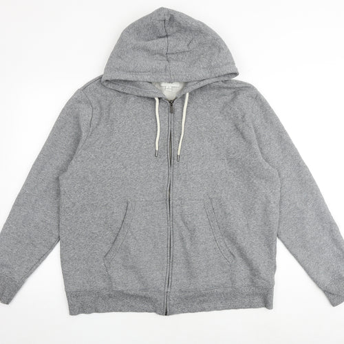 Marks and Spencer Mens Grey Cotton Full Zip Hoodie Size XL