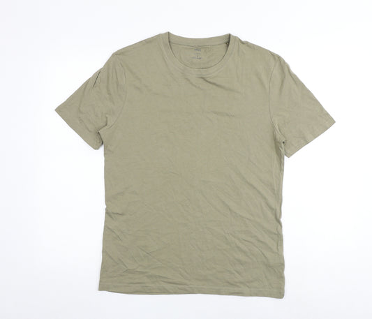 Marks and Spencer Mens Green Cotton T-Shirt Size M Round Neck