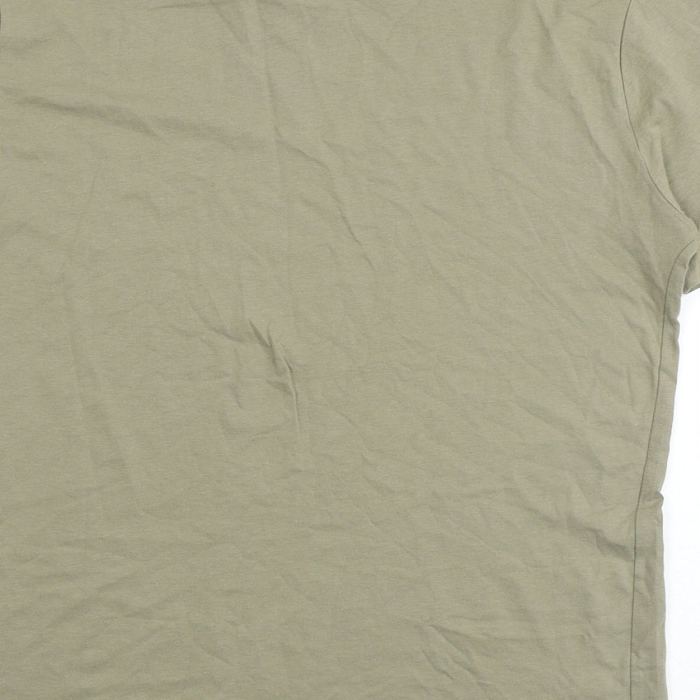 Marks and Spencer Mens Green Cotton T-Shirt Size M Round Neck