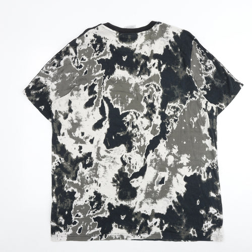 adidas Mens Multicoloured Geometric Cotton T-Shirt Size XL Round Neck