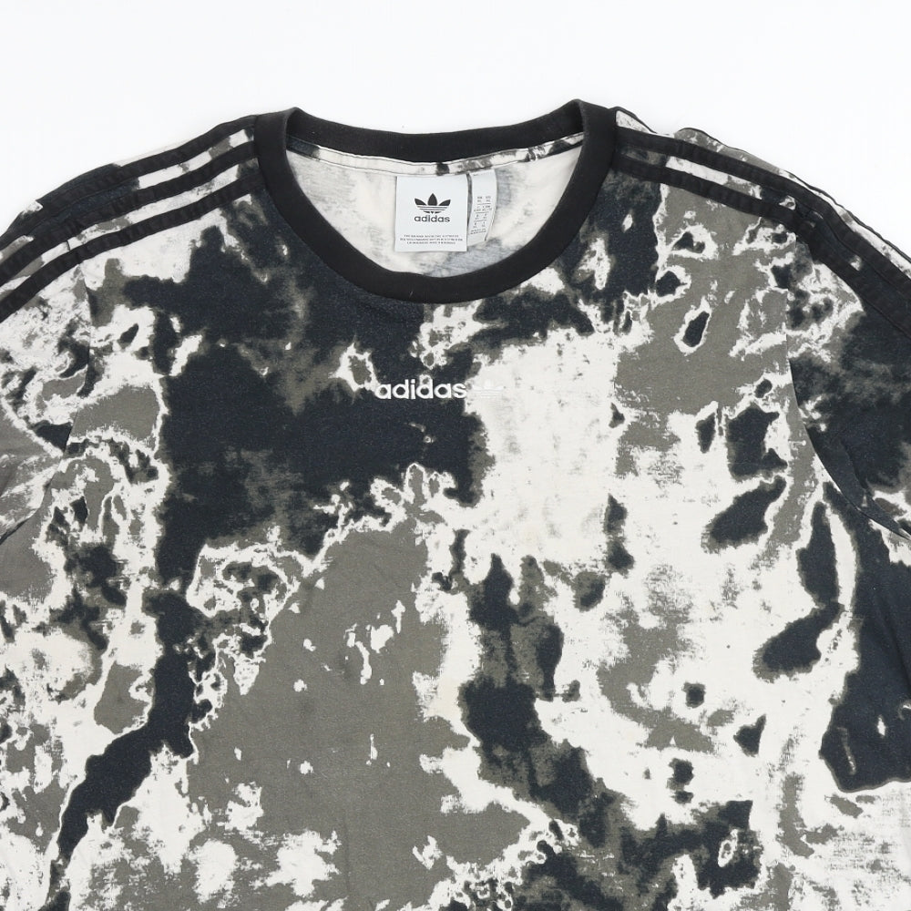 adidas Mens Multicoloured Geometric Cotton T-Shirt Size XL Round Neck